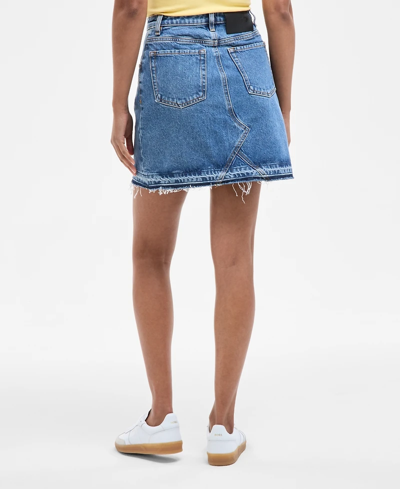 Hugo Women's Cotton Frayed Denim Miniskirt