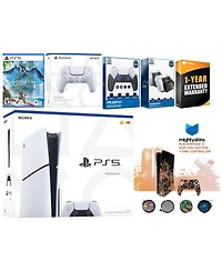 Sony Playstation 5 Slim Disc with Horizon Forbidden West, Extra Controller, Fps Grip Kit, Charge Dock and MightySkins Decal Voucher + 1 Year Cps Exten