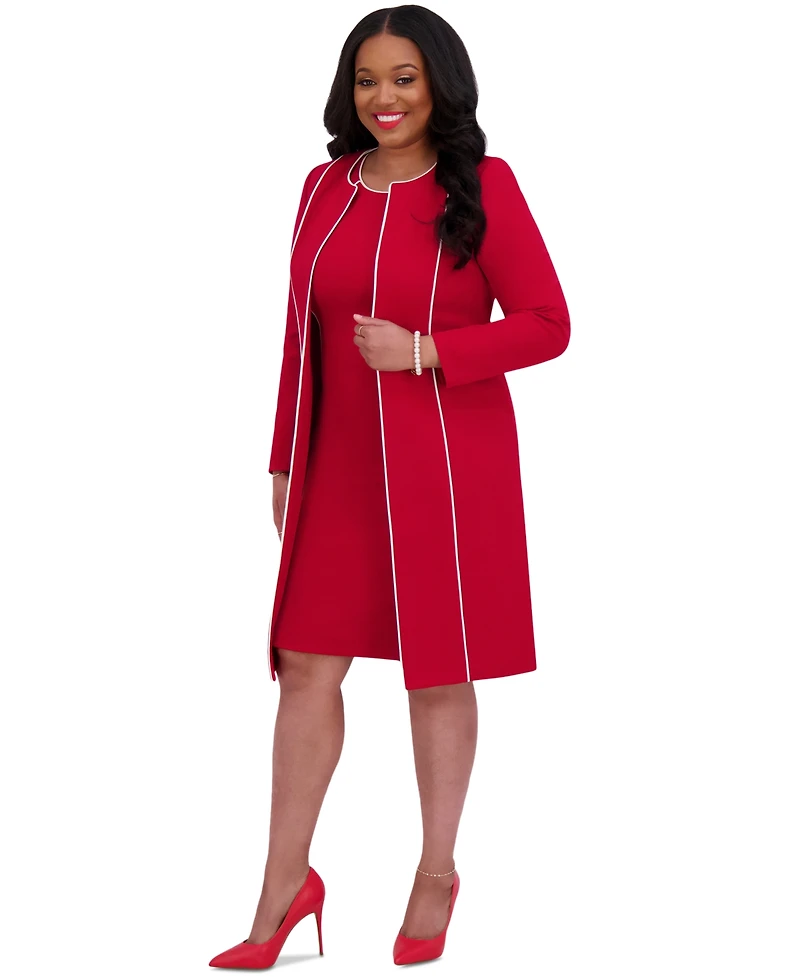 Kasper Women's Piping-Trim Long Jacket, Regular & Plus Sizes