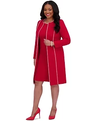 Kasper Women's Piping-Trim Long Jacket, Regular & Plus Sizes