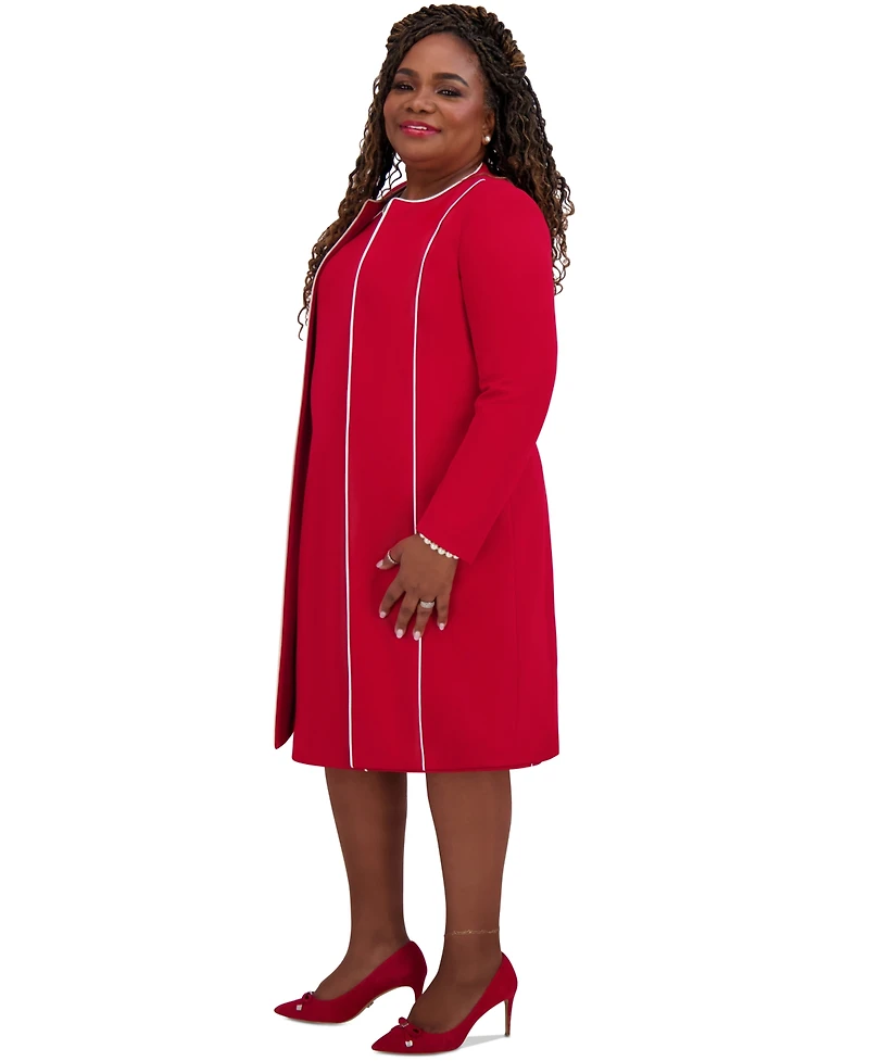 Kasper Women's Piping-Trim Long Jacket, Regular & Plus Sizes