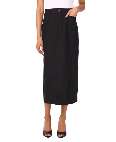 Vince Camuto Women's Linen-Blend Patch-Pocket Midi Skirt