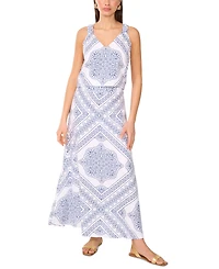 Vince Camuto Women's Linen-Blend V-Neck Printed Sleeveless Top