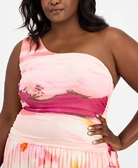 Bar Iii Trendy Plus Asymmetrical One-Shoulder Dress, Exclusively at Macy's