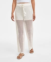 Bar Iii Women's High Rise Crochet Pants, Exclusively at Macy's