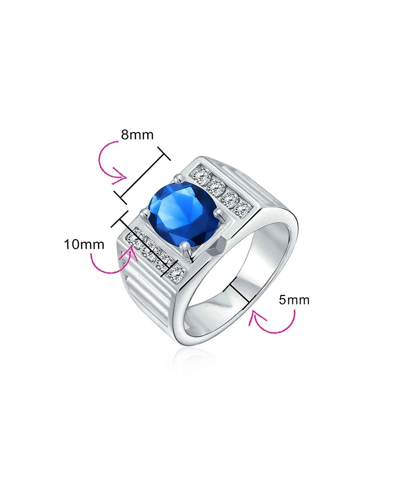 Bling Jewelry Hip Hop Micro Pave Halo 2-3CT Clear Blue Oval Princess Cut Solitaire Cz Statement Promise Ring Wide Band Silver Plated Matte Brush Finis