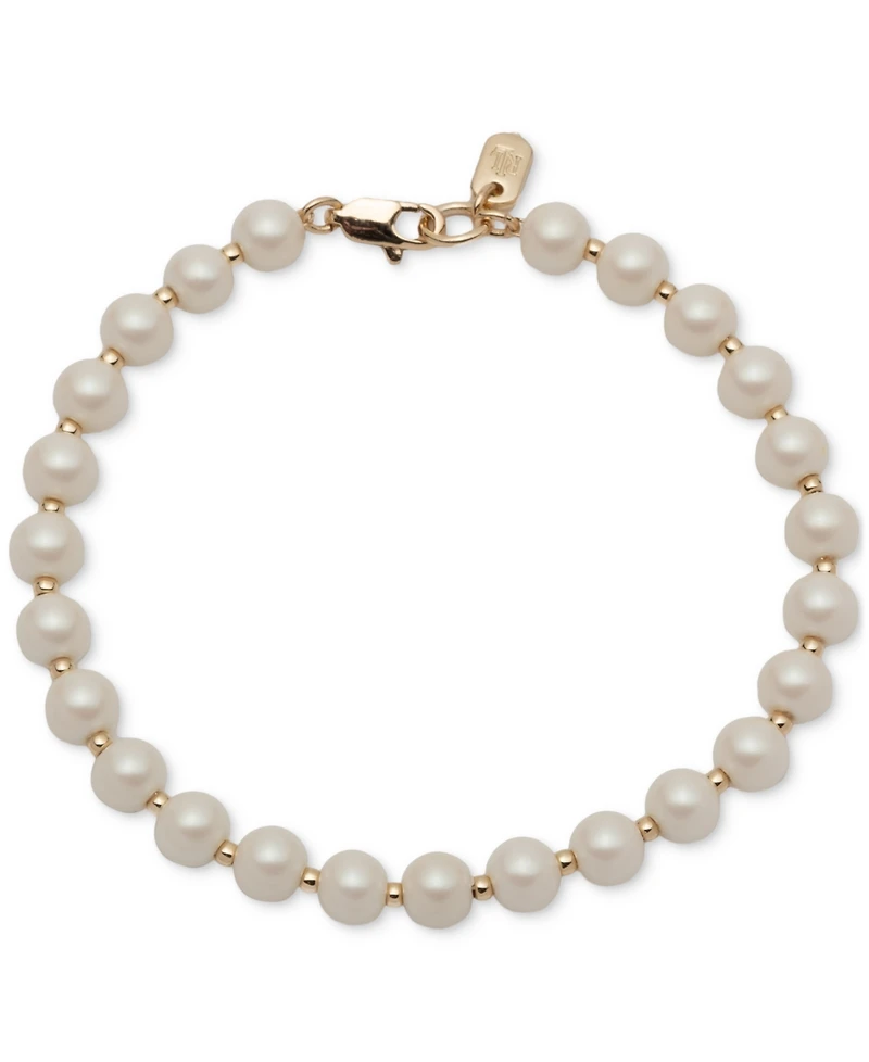 Lauren Ralph Lauren Gold-Tone Imitation Pearl Flex Bracelet