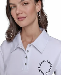 Karl Lagerfeld Paris Women's Cropped Logo Polo