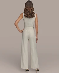 Donna Karan New York Linen-Blend Pinstripe Wide-Leg Pants, Regular & Petite Sizes