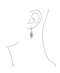 Bling Jewelry Rondelle Faceted Crystal Dangle Drop Lever Back Imitation Pearl Earrings .925 Sterling Silver