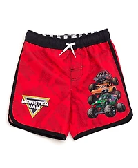 Monster Jam Toddler Boys Pullover Rash Guard and Swim Trunks Outfit Set