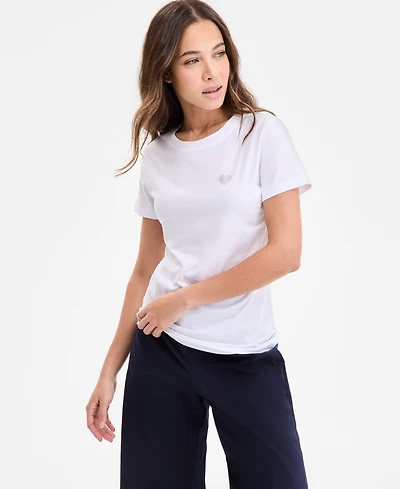Boss Orange Women's Cotton Embellished Heart Logo T-Shirt