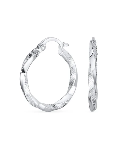Bling Jewelry Timeless Slender Wire Rope Hoop Huggie Earrings Sterling Silver 1 Inch Diameter
