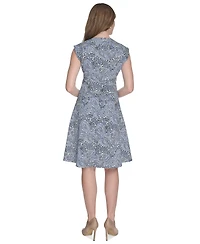 Tommy Hilfiger Women's Paisley-Print Cap-Sleeve V-Neck Hopsack Dress