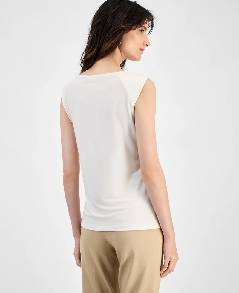 Kasper Women's Cap-Sleeve Cowlneck Blouse