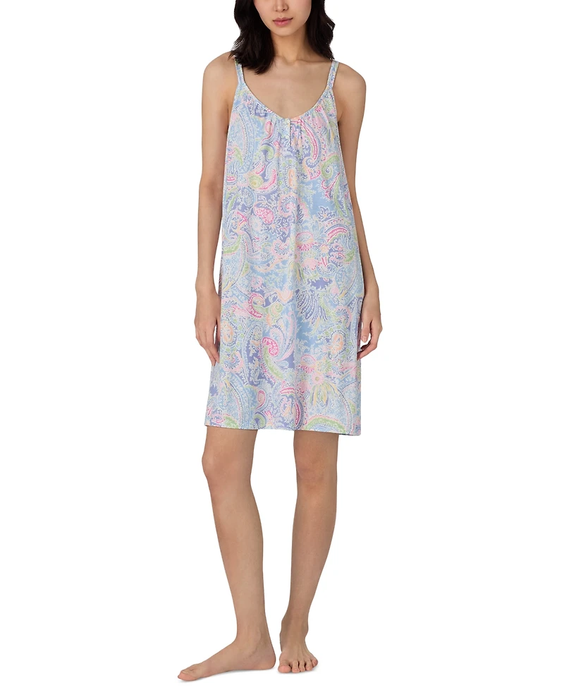 Lauren Ralph Women's Double-Strap V-Neck Short Nightgown