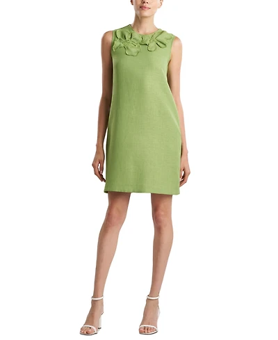 Natori Women's Solid Basket Weave Floral Shift Dress