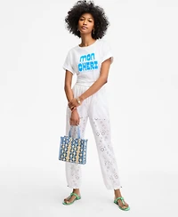 On 34th Women's Cotton Eyelet Pull-On Joggers, Exclusively at Macy's