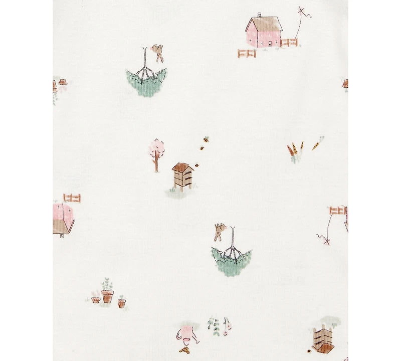 Carter's Baby Girls Cardigan, Barn-Print Bodysuit & Pants, 3 Piece Set
