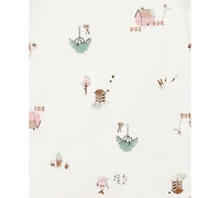 Carter's Baby Girls Cardigan, Barn-Print Bodysuit & Pants, 3 Piece Set