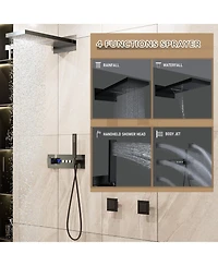 Mondawe Thermostatic Wall Mounted Complete Shower System with Digital Display and Body Jets