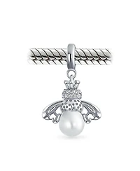 Bling Jewelry Garden Insect Pearl Queen Bee Dangle Charm Bead Mom Sterling Silver Bracelet