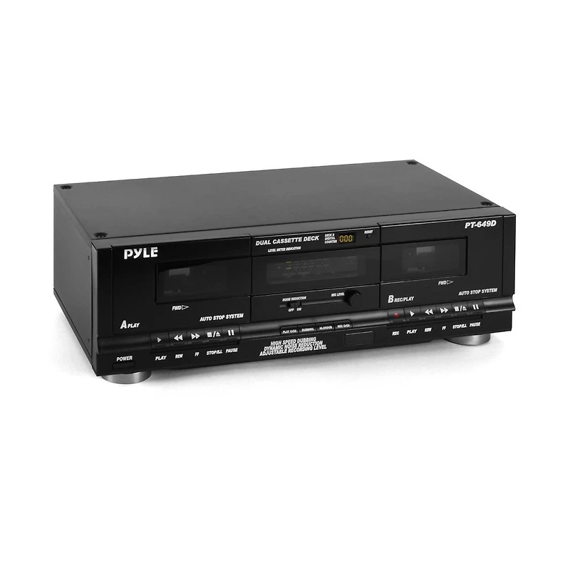 Pyle Dual Cassette Deck - High-Speed Dubbing & Mixtape Recorder - PT649D