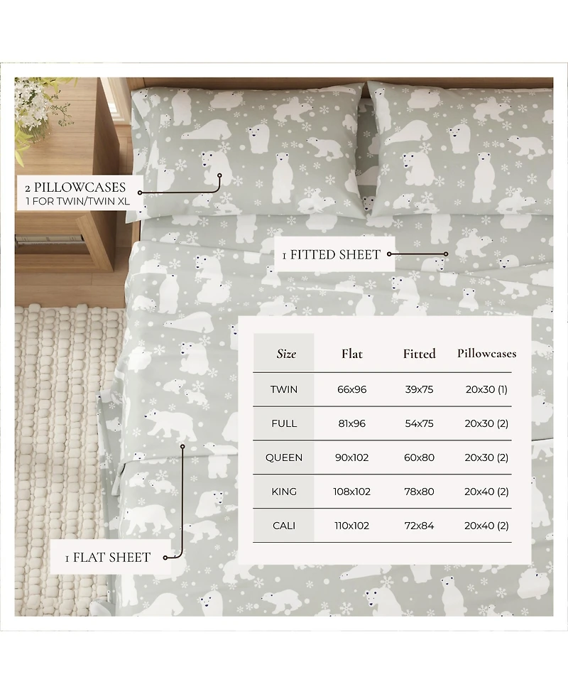 Linery & Co. Ultra-Soft Turkish Cotton Flannel Lodge Print Sheet Set