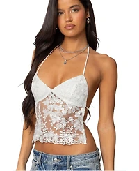 Edikted Women's Nyx Backless Sheer Lace Top