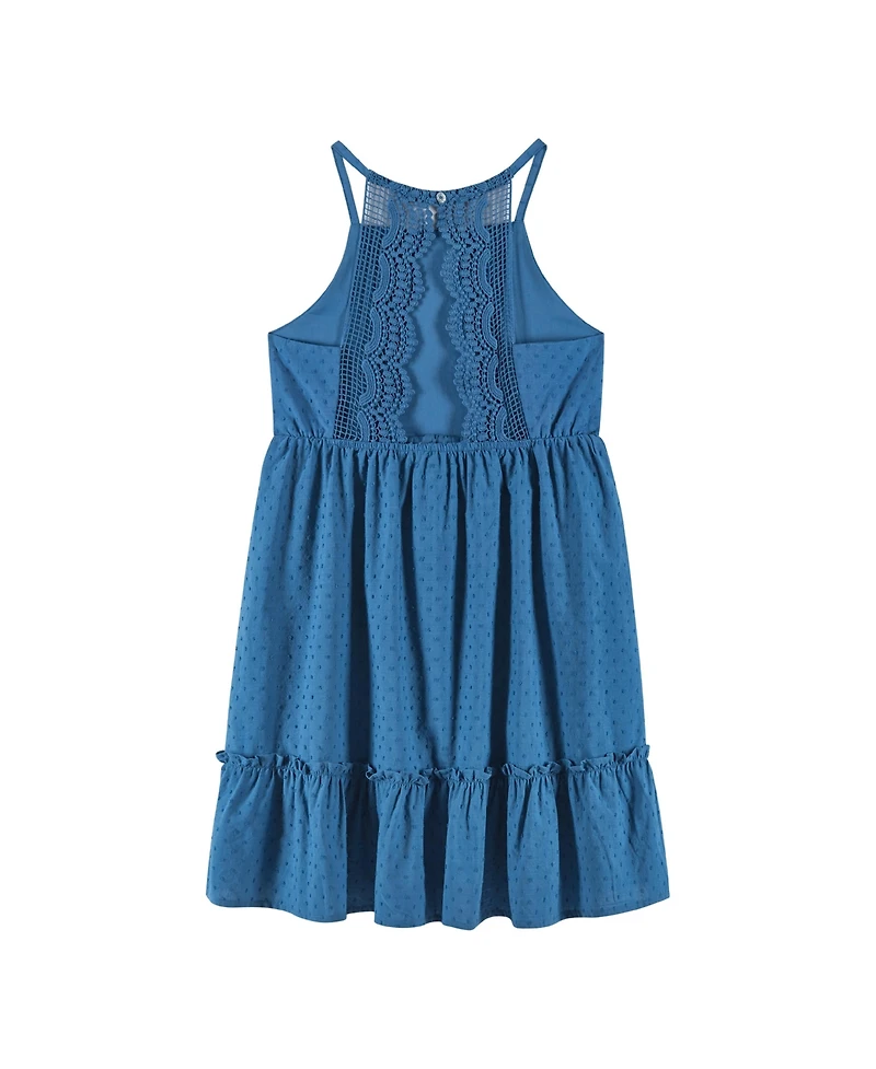Andy & Evan Big Girls Toddler/Child Blue Swiss Dot Dress