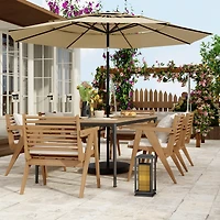 11 ft. Outdoor Patio Market Beach Umbrella With 3-Tier Vented Canopy, 8 Heavy-Duty Ribs & Crank Tilt Blue