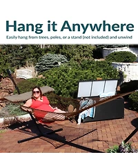 Large Two-Person Double Wide Rope Hammock with Spreader Bars for Patio and Backyard - 450 lb Weight Capacity