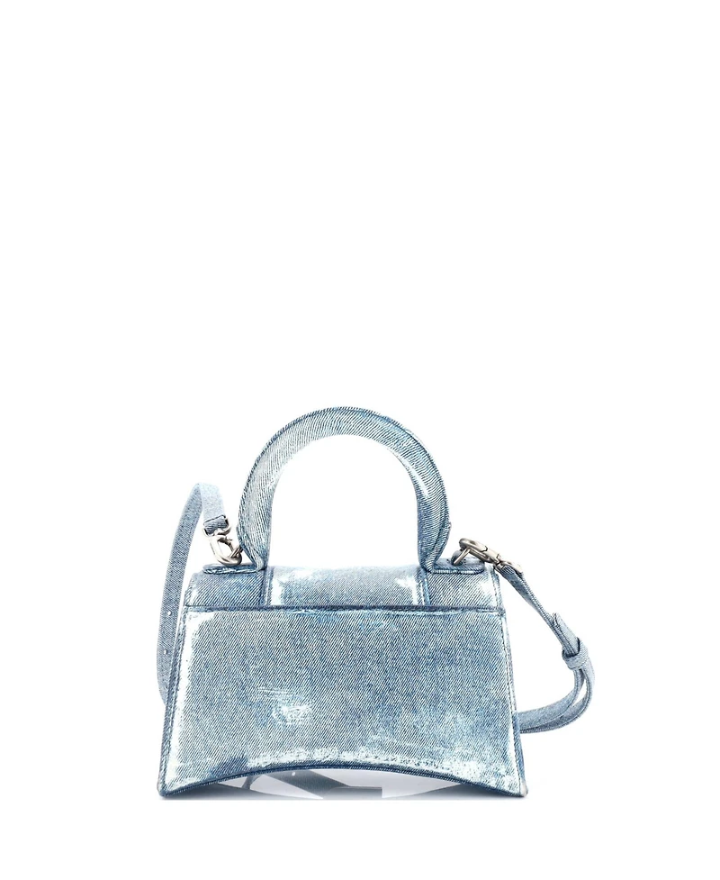 Pre-Owned Balenciaga Small Hourglass Top Handle Bag Denim Printed Leather