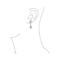 Bling Jewelry Prom Leaf Teardrop Dangle Chandelier Earrings Silver Cubic Zirconia 1.3 Inch
