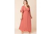 Kiyonna Plus Carmella Flutter Sleeve Gown