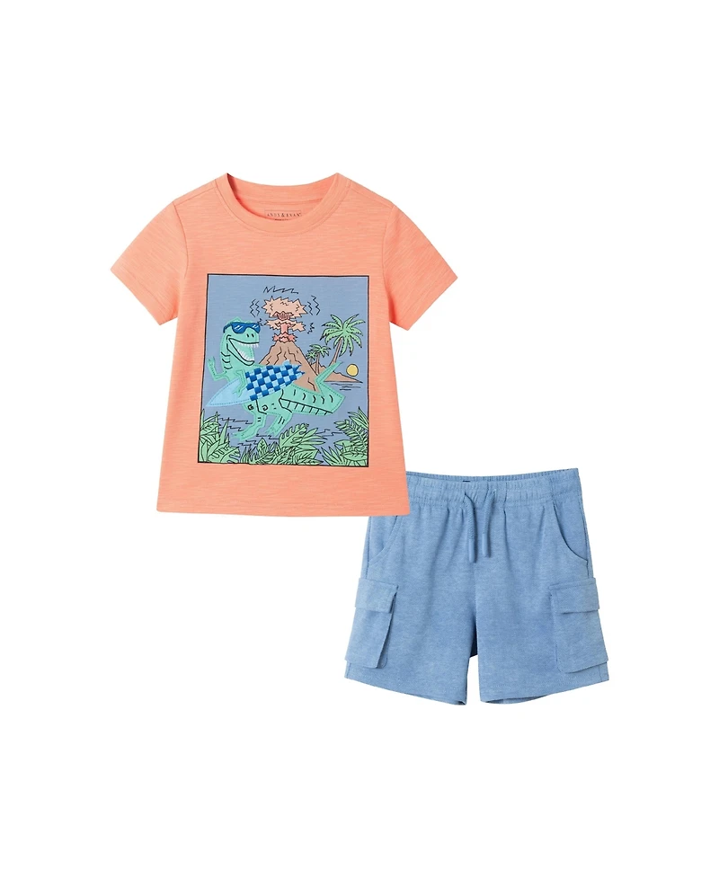 Andy & Evan Big Boys Toddler/Child Short Sleeve Tee Knit Cargo Set