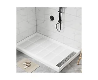 Casainc 60"W X 36"D Smc Single Threshold Shower Base Anti-Slip Shower Pan, Drain Assembly & Drain Cover Included