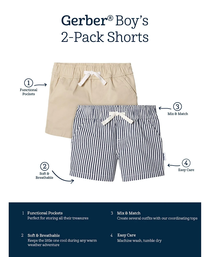 Gerber Toddler Boys 2-Pack Shorts