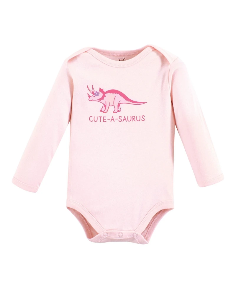 Touched by Nature Baby Girls Soft Natural Cotton Long-Sleeve One-Piece Essentials
