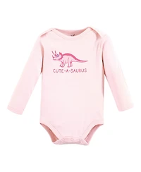 Touched by Nature Baby Girls Soft Natural Cotton Long-Sleeve One-Piece Essentials