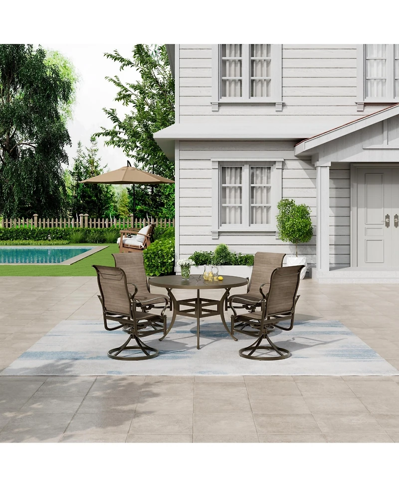 Mondawe Outdoor Cast Aluminum Swivel Rocking Chair with Textilene Seat and High Back (Set of 2)