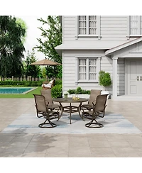 Mondawe Outdoor Cast Aluminum Swivel Rocking Chair with Textilene Seat and High Back (Set of 2)