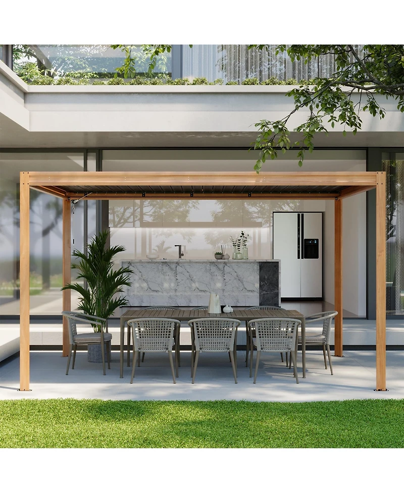 Mondawe 10x13FT Outdoor Aluminum Pergola Louvered Pergola