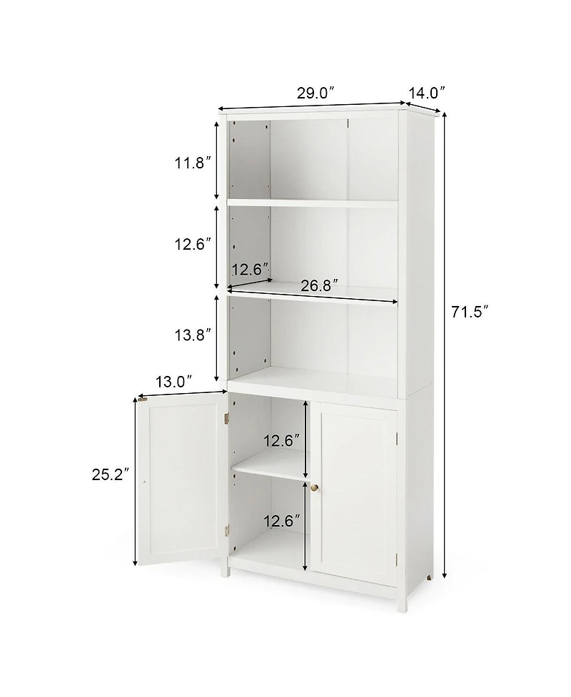 Bookcase Shelving Storage Wooden Cabinet Unit Standing Display Bookcase with Doors