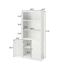 Bookcase Shelving Storage Wooden Cabinet Unit Standing Display Bookcase with Doors
