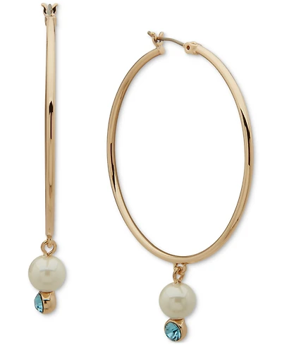 Emily in Paris Gold-Tone Muti Stone Medium Hoop Earrings, 1.88"