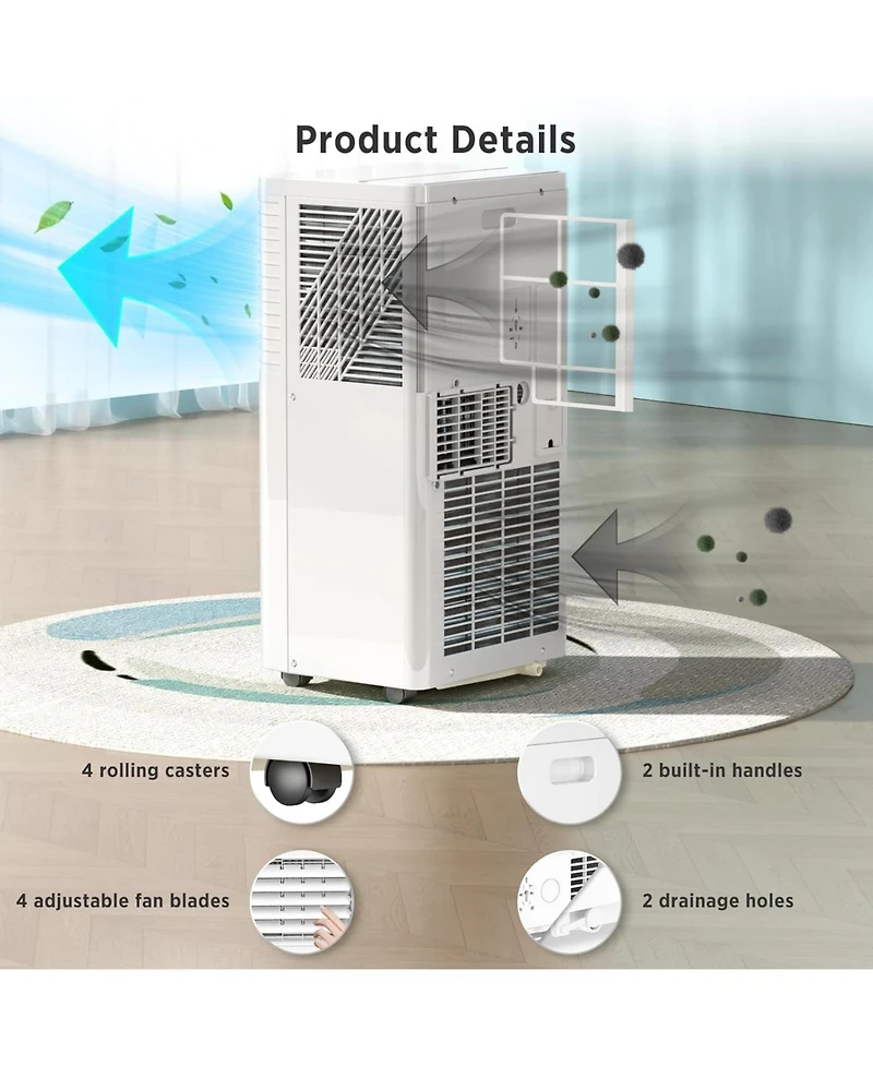 Zafro 10,000 Btu Portable Air Conditioners, with Remote Control, 3 Modes Portable Ac, 2 Wind Speed, Led Display