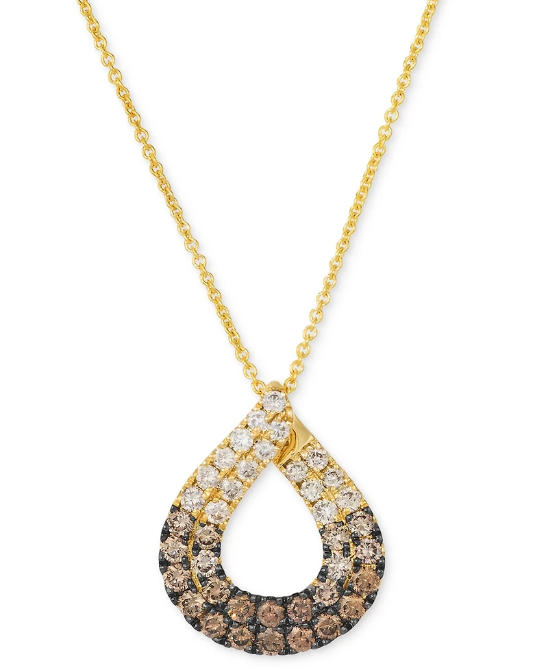 Le Vian Chocolate Ombre Diamond Teardrop Adjustable 20" Pendant Necklace (3/4 ct. t.w.) in 14k Gold
