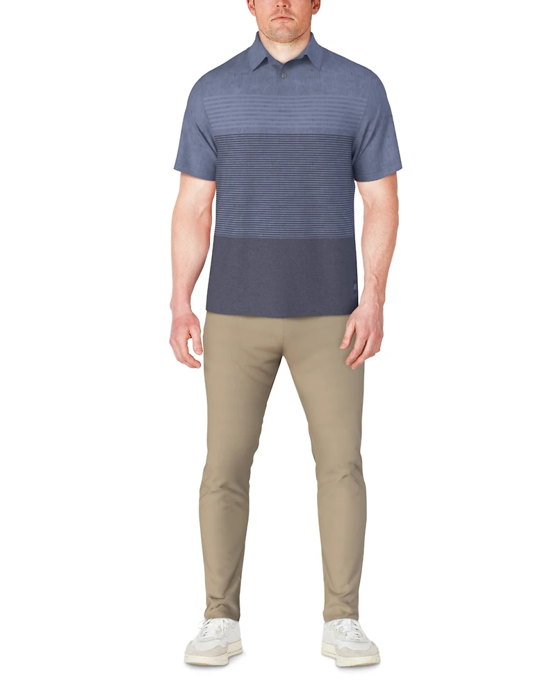 Pga Tour Men's Distressed Stripes Polo Shirt