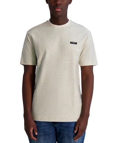 Karl Lagerfeld Paris Men's Textured Stripe Logo T-Shirt